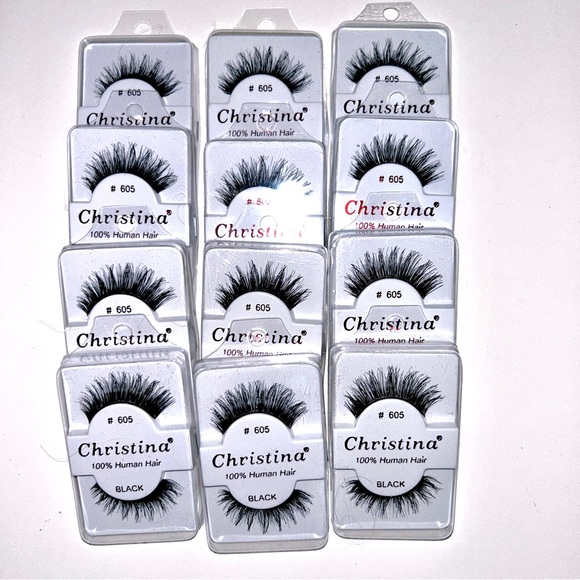 NEW Christina Eyelashes #605 Black Set of 12 Pairs - Picture 1 of 4